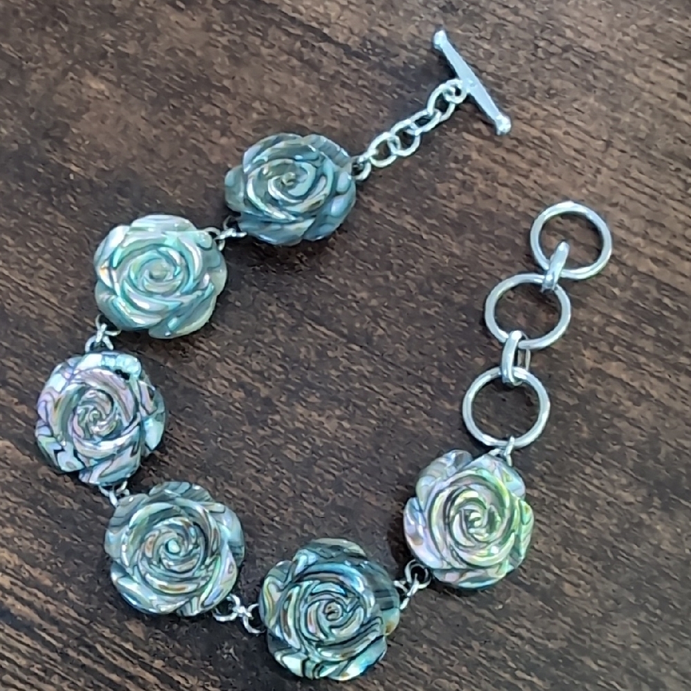 Sterling Silver and Abalone Rose Bracelet
